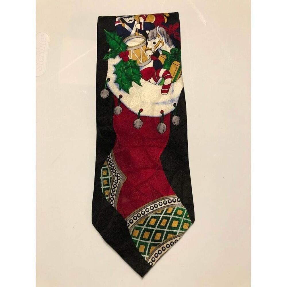 Season’s Greetings Christmas Tie Holidays Exclusively JC Penney 4"